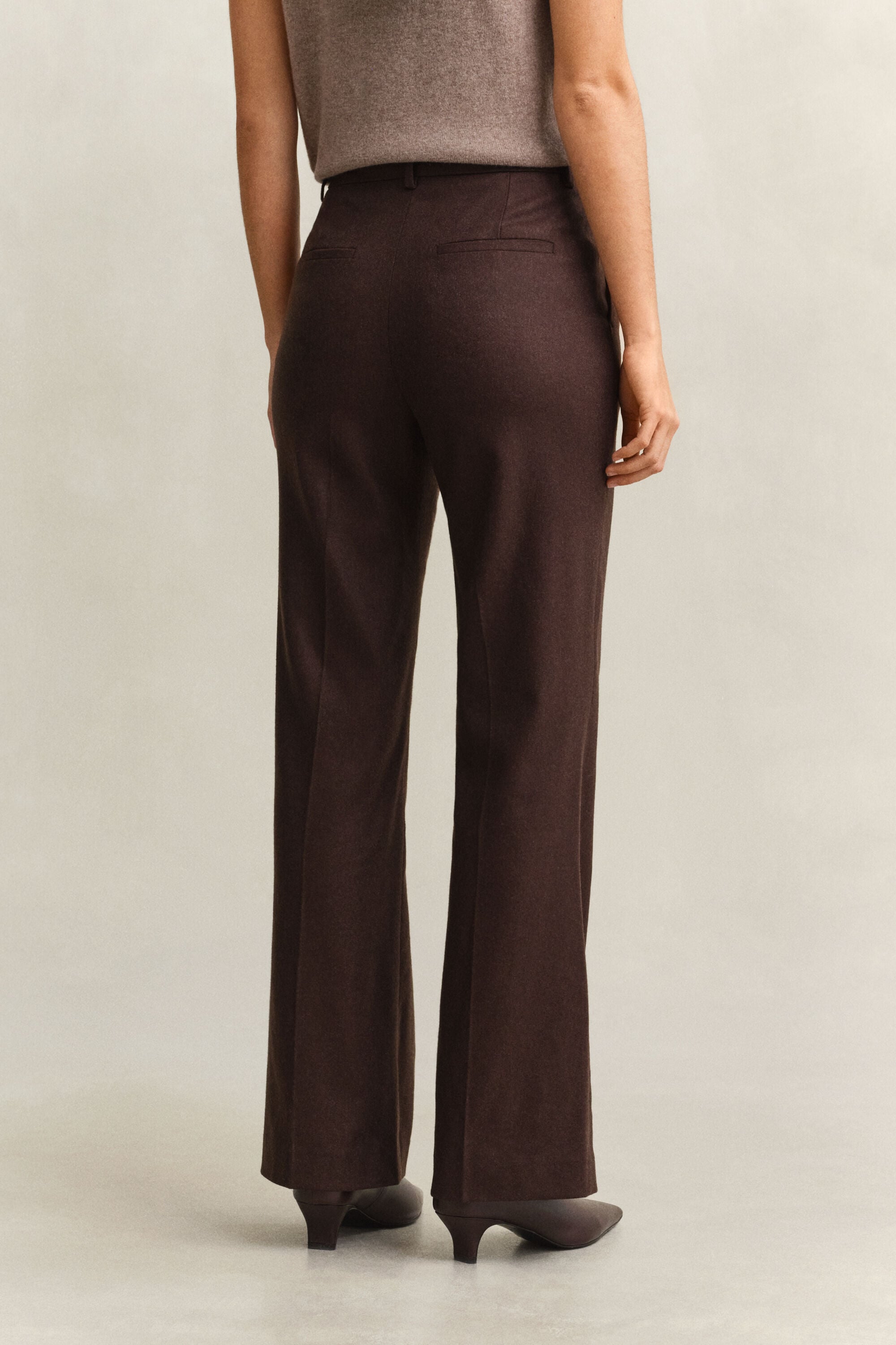 Pantalon coupe slim évasé en flanelle