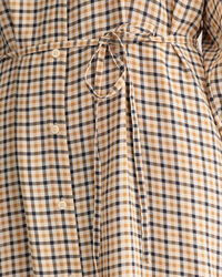 Robe-chemise &agrave; col droit et &agrave; carreaux