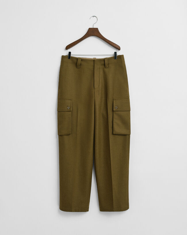 Pantalon cargo coupe décontractée en laine mélangée