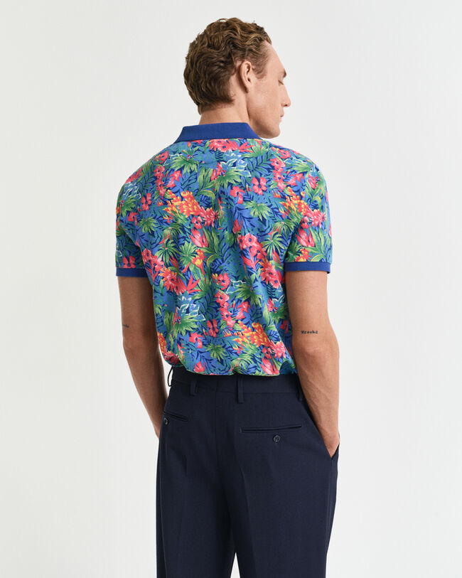 Polo à imprimé tropical multicolore