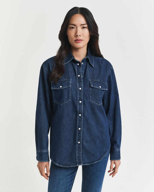 Chemise coupe décontractée en denim à poches