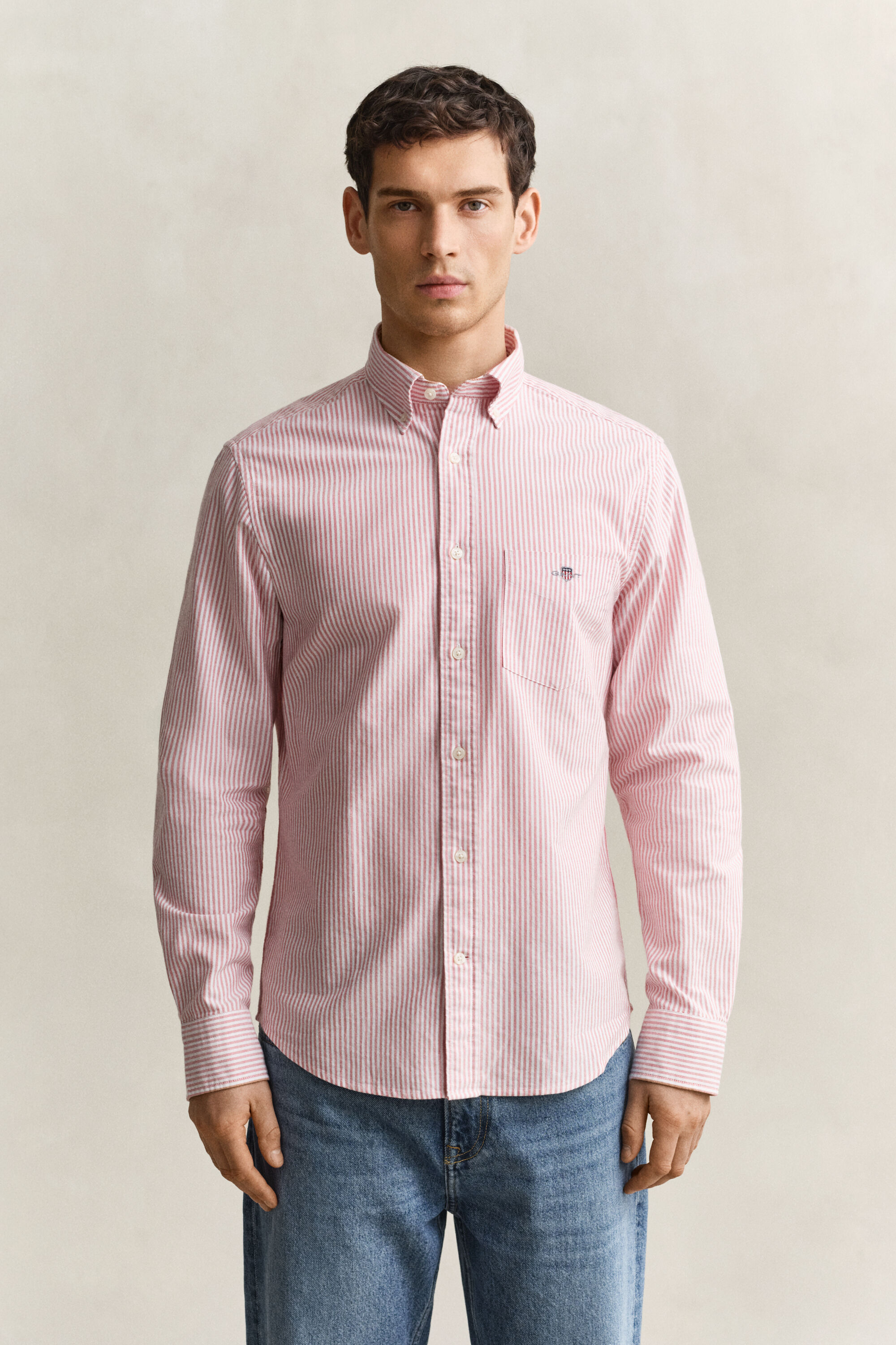 Chemise en coton Oxford classique à rayures Banker