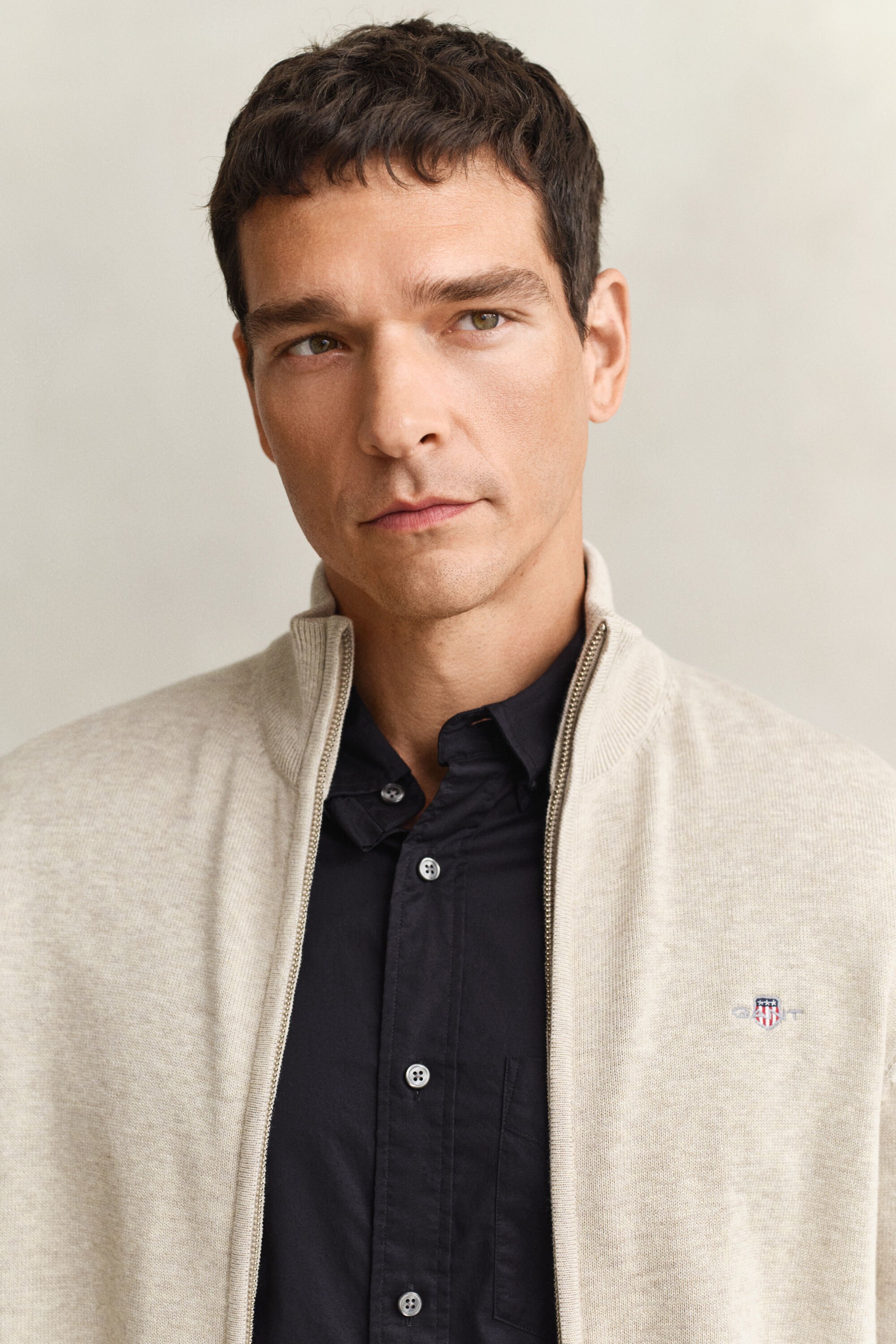 Cardigan zippé en coton décontracté