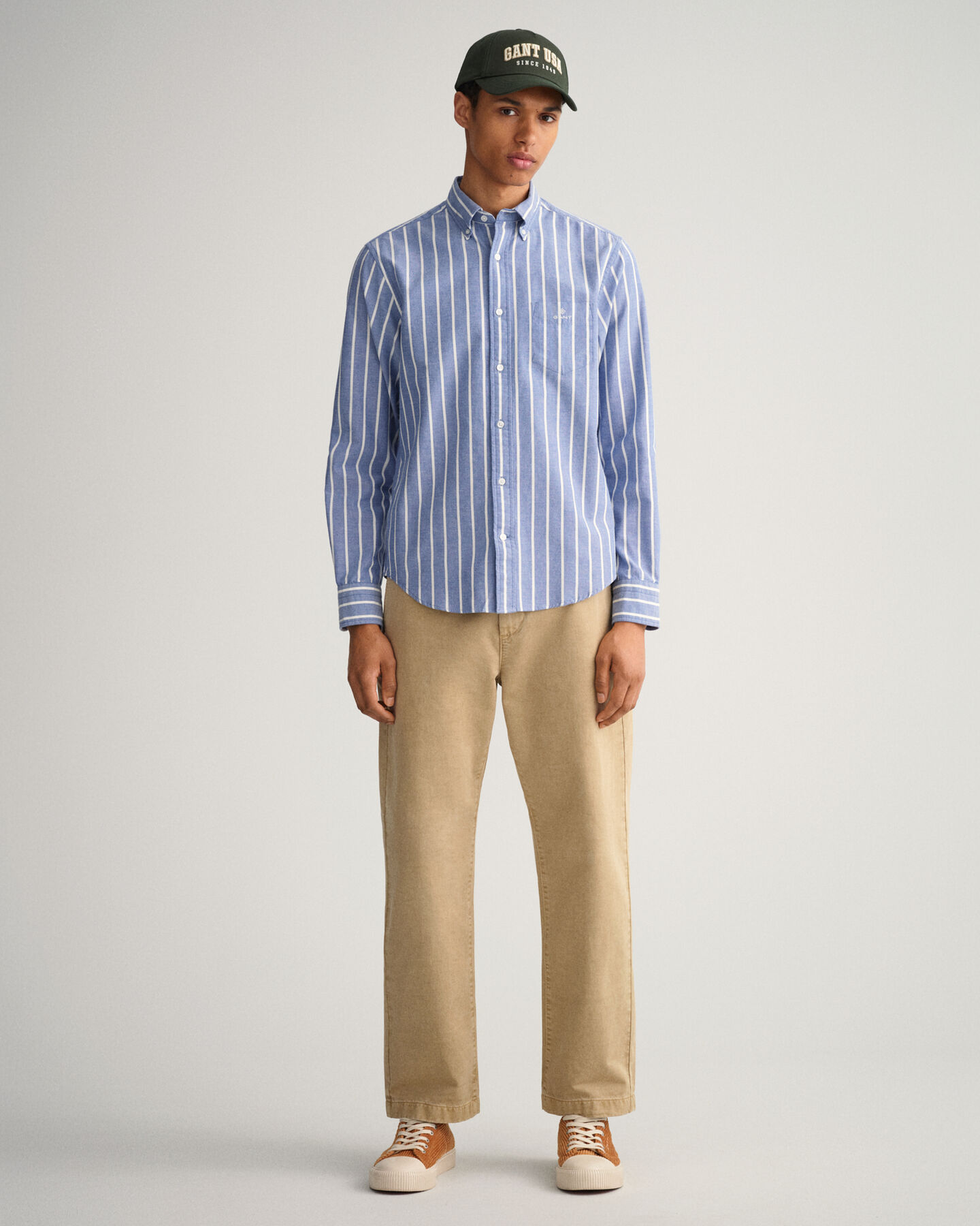 Chemise regular fit en coton Oxford à larges rayures