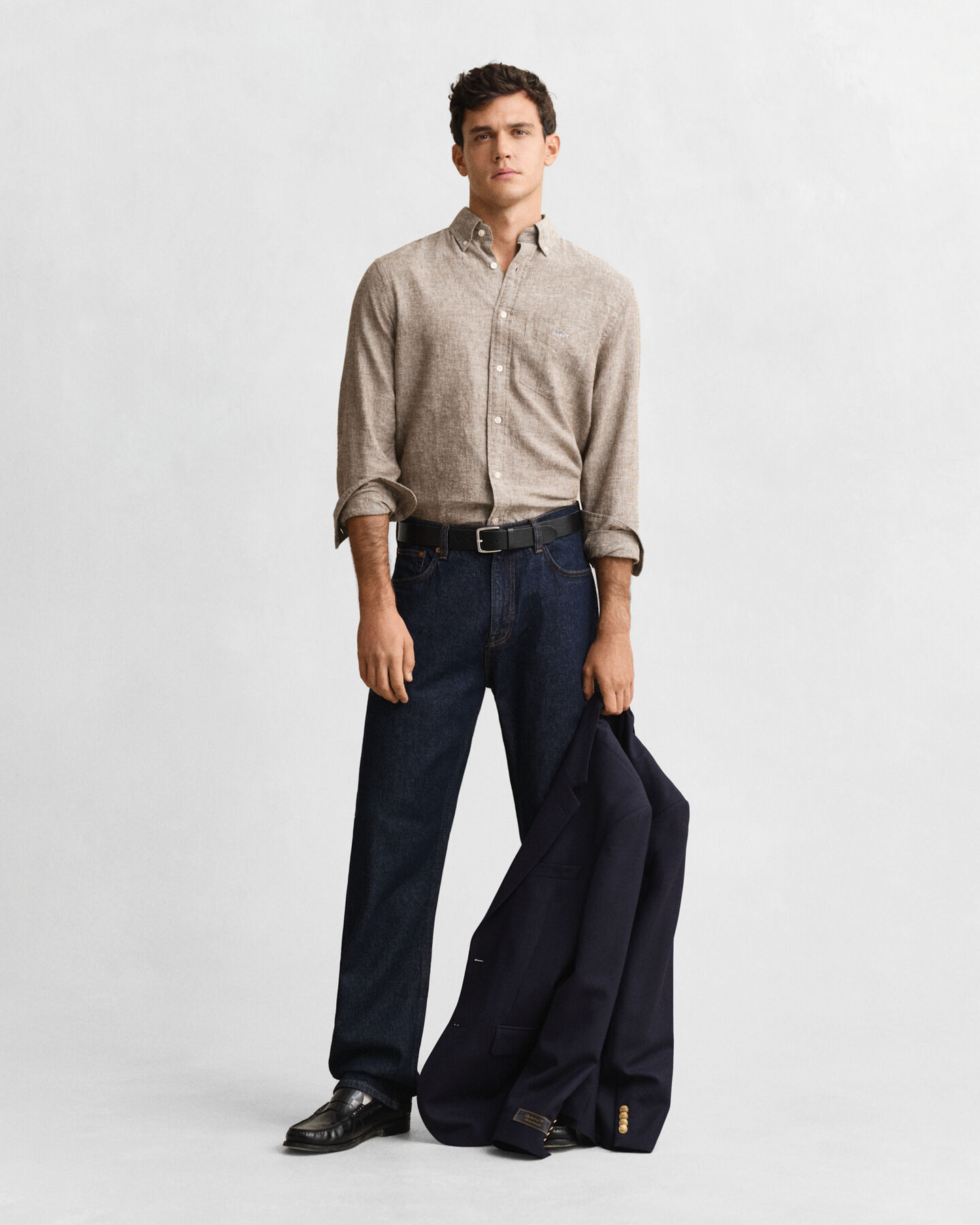 Chemise coupe regular en coton et lin