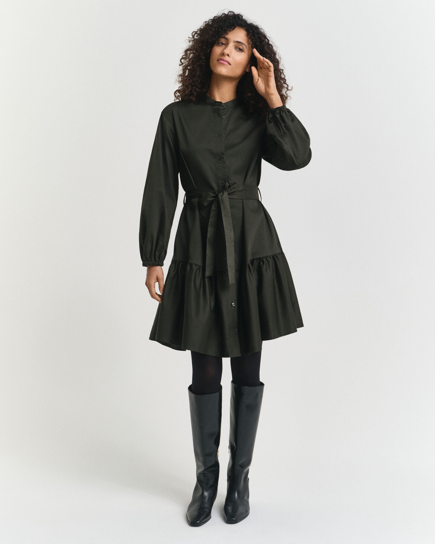 Robe en satin de coton à manches longues