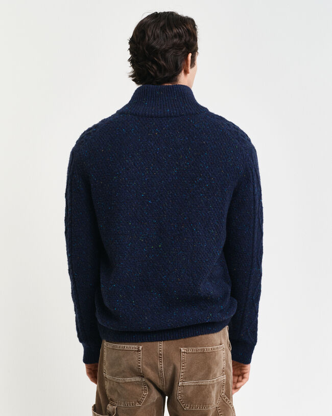 Cardigan zipp&eacute; en maille torsad&eacute;e