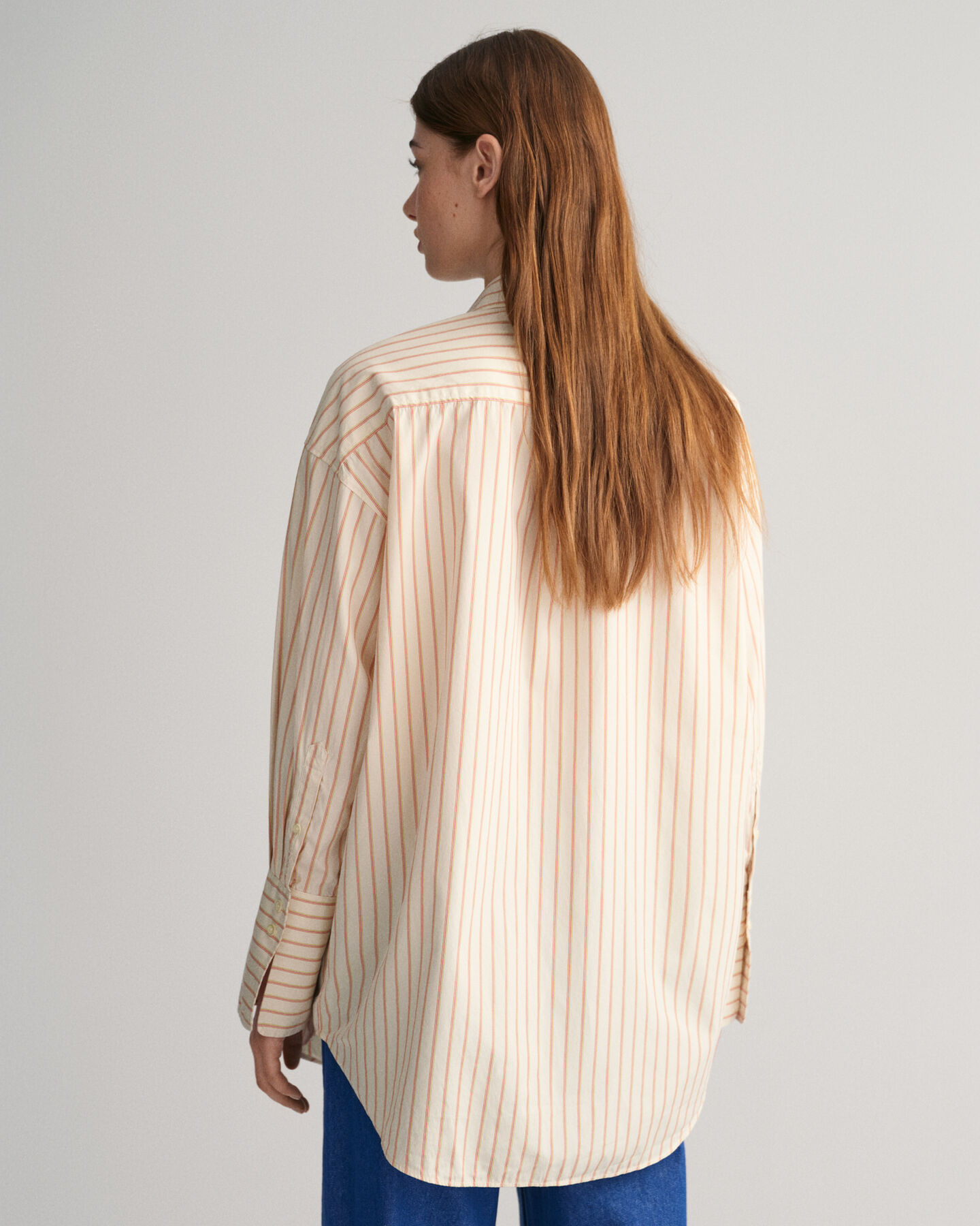 Chemise ultra-ample en popeline rayée à poignets hauts