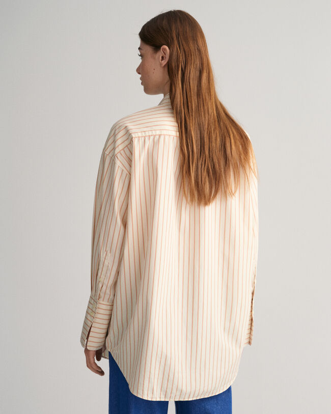 Chemise ultra-ample en popeline rayée à poignets hauts