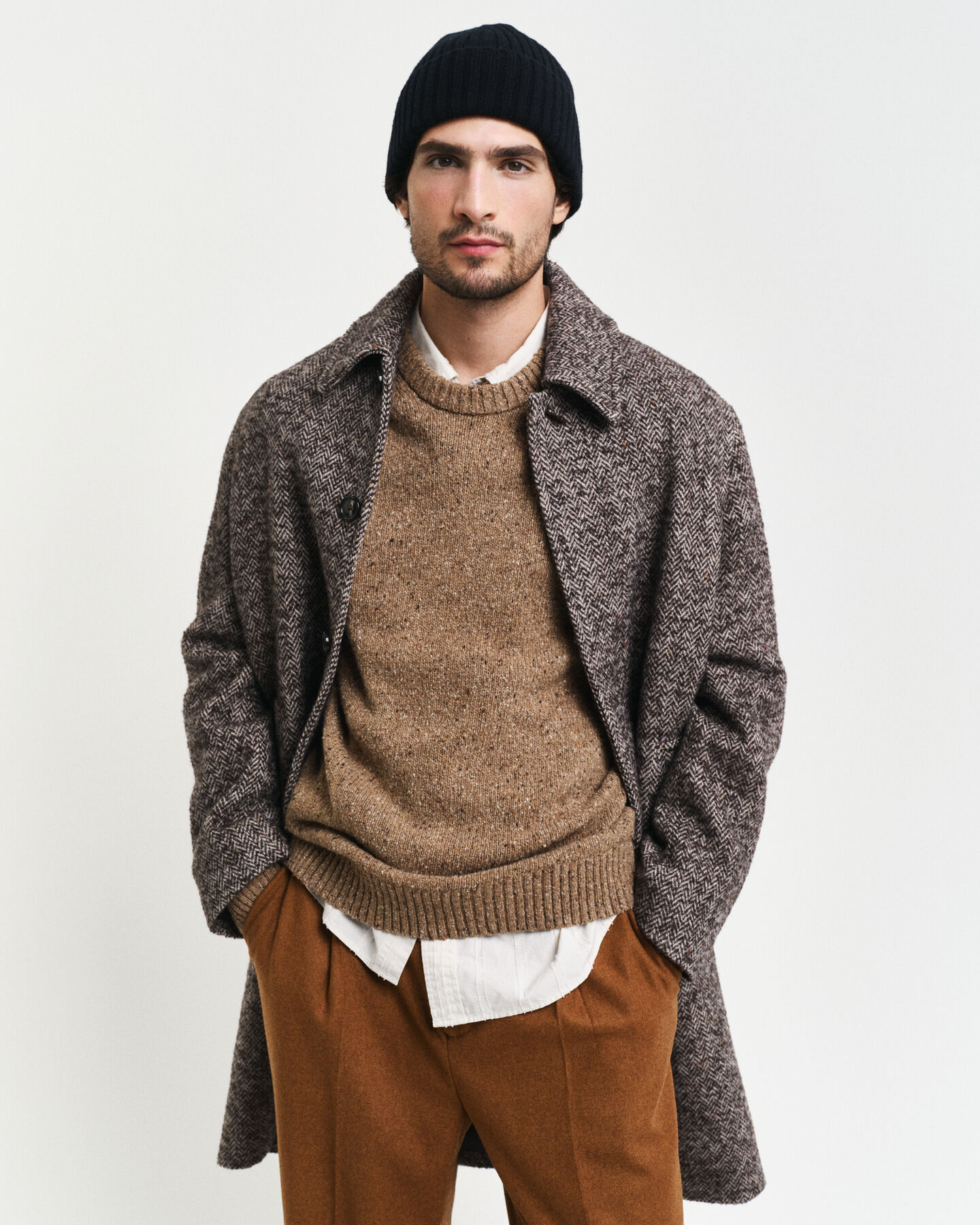 Pull ras du cou en laine mouchetée