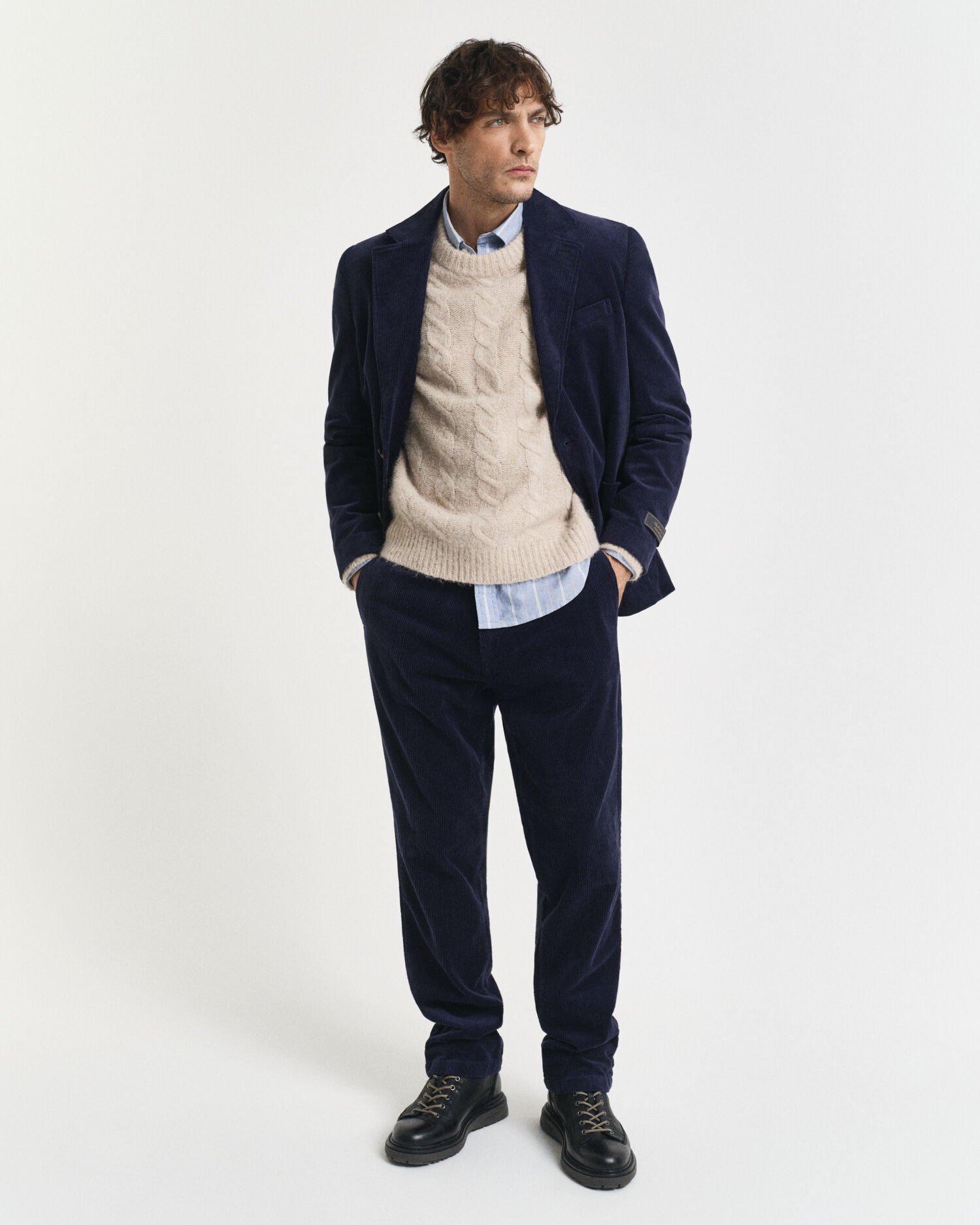 Veste blazer regular fit en velours côtelé