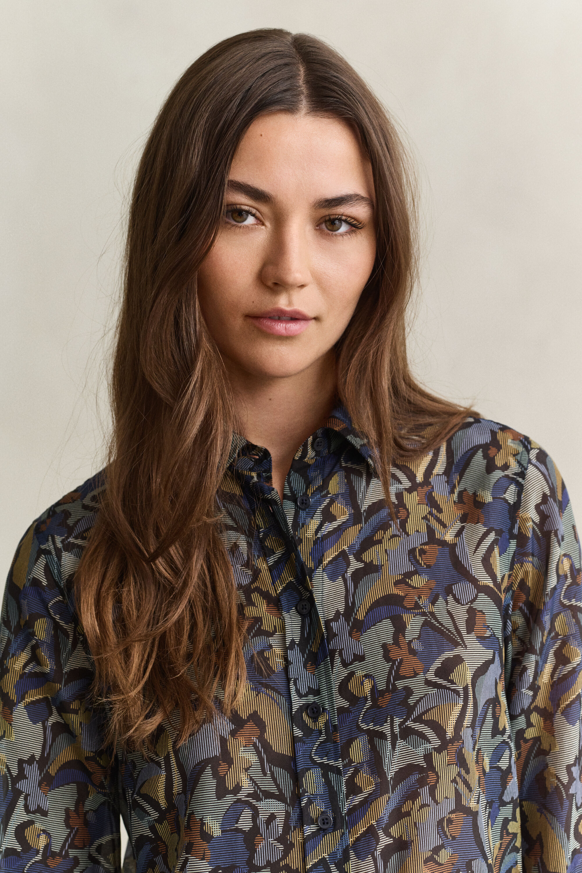 Chemise en coton et soie à motif imprimé