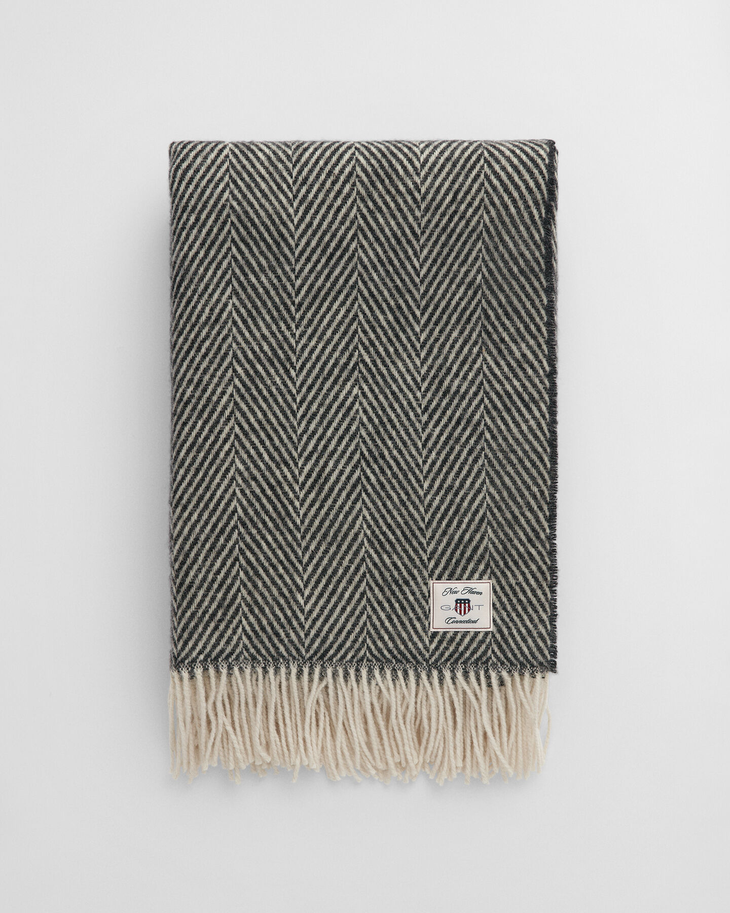 Jeté de lit en laine à chevrons