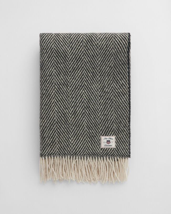 Jeté de lit en laine à chevrons