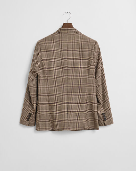 Veste blazer coupe regular en laine mélangée à carreaux