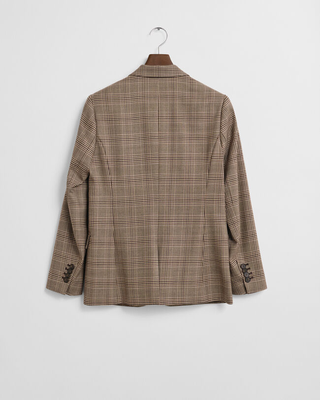 Veste blazer coupe regular en laine mélangée à carreaux
