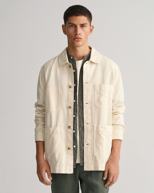 Surchemise en coton et lin teinte en pi&egrave;ce