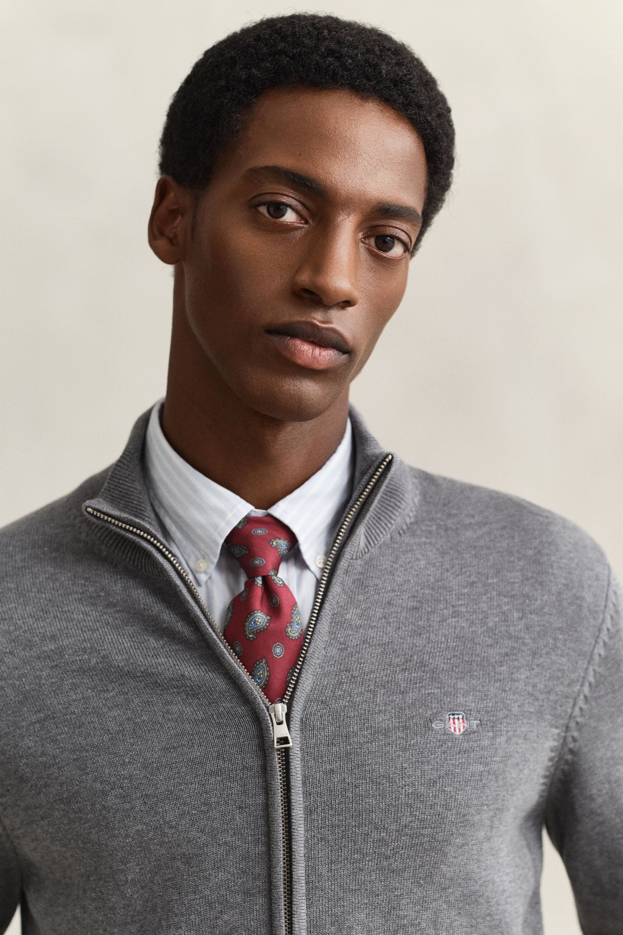 Cardigan zippé en coton décontracté