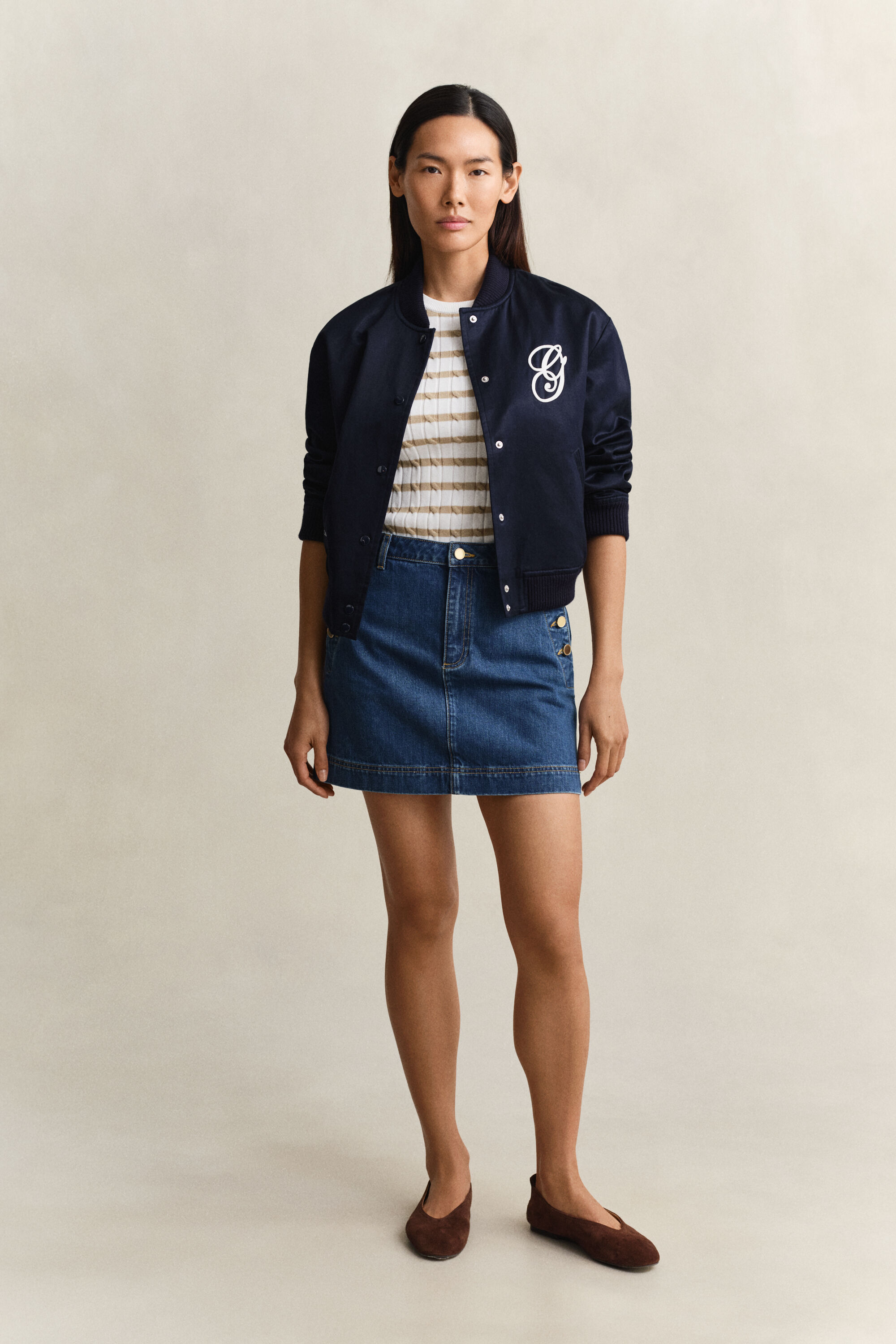 Pull à manches courtes en maille torsadée à rayures