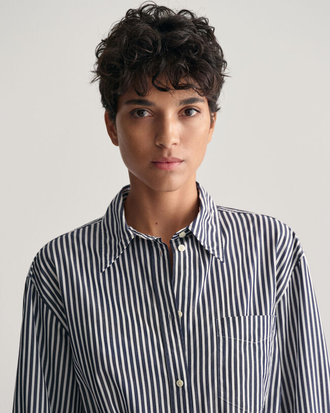 Robe-chemise en popeline à rayures