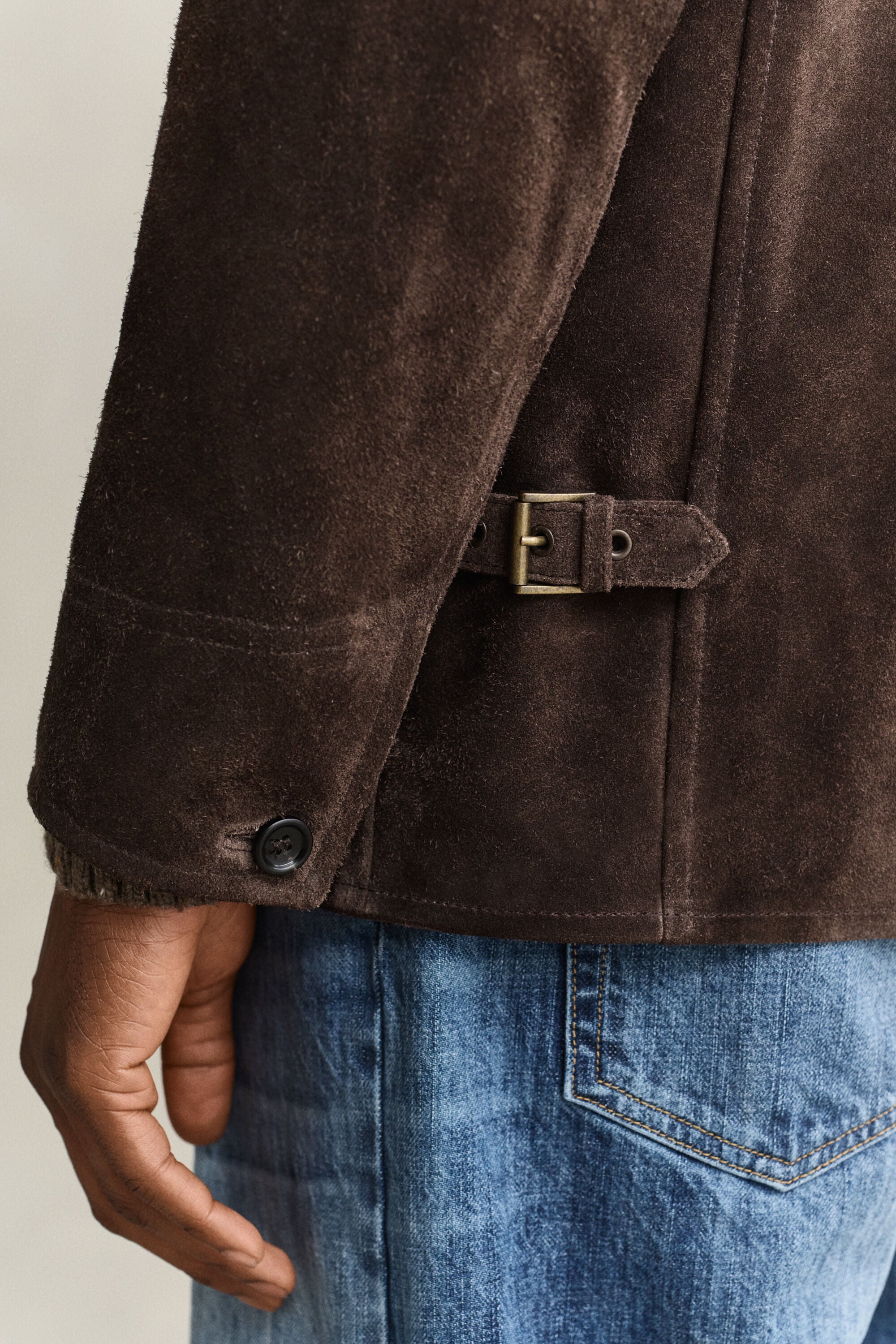 Veste mi-longue en daim