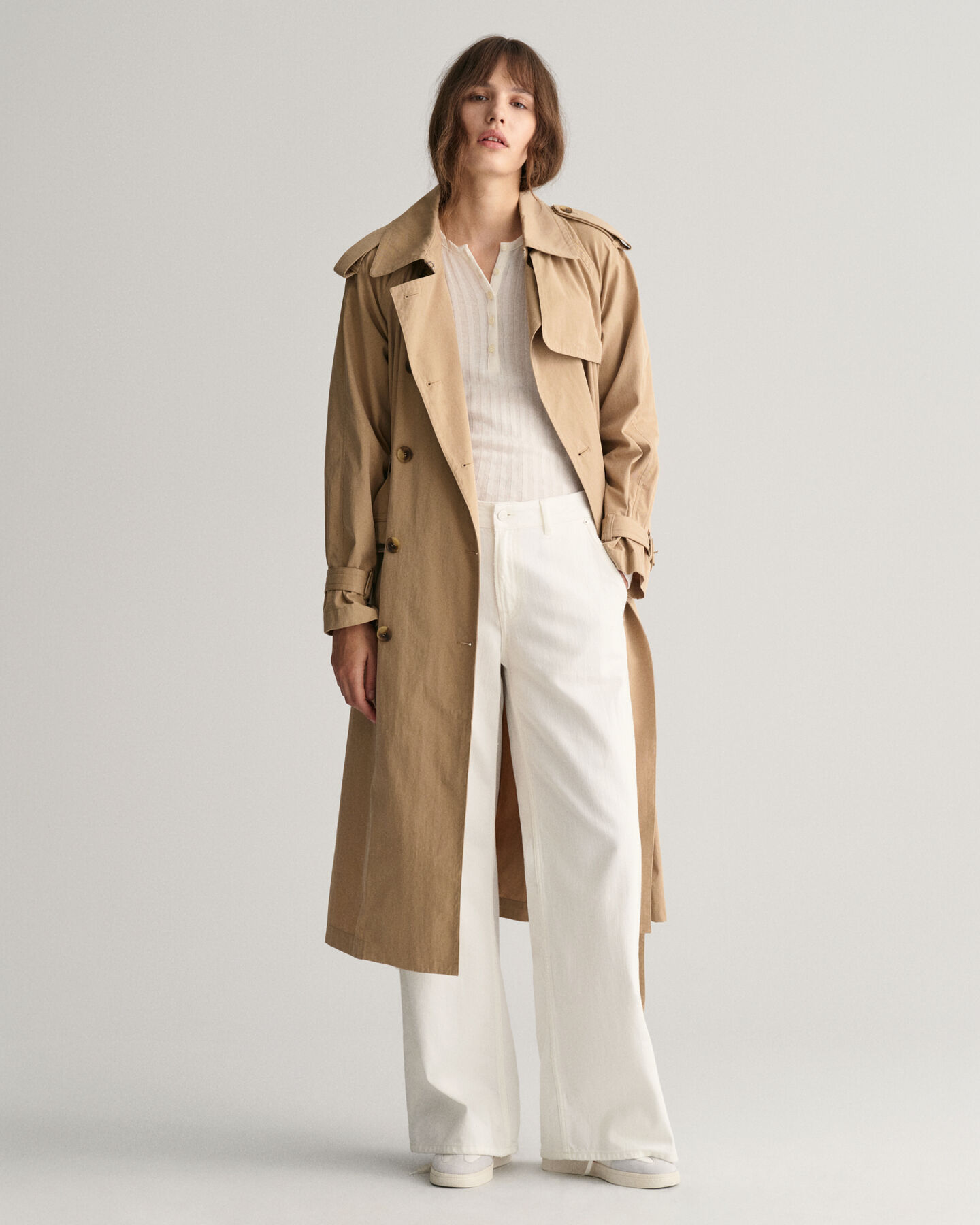 T-shirt côtelé à manches longues Henley