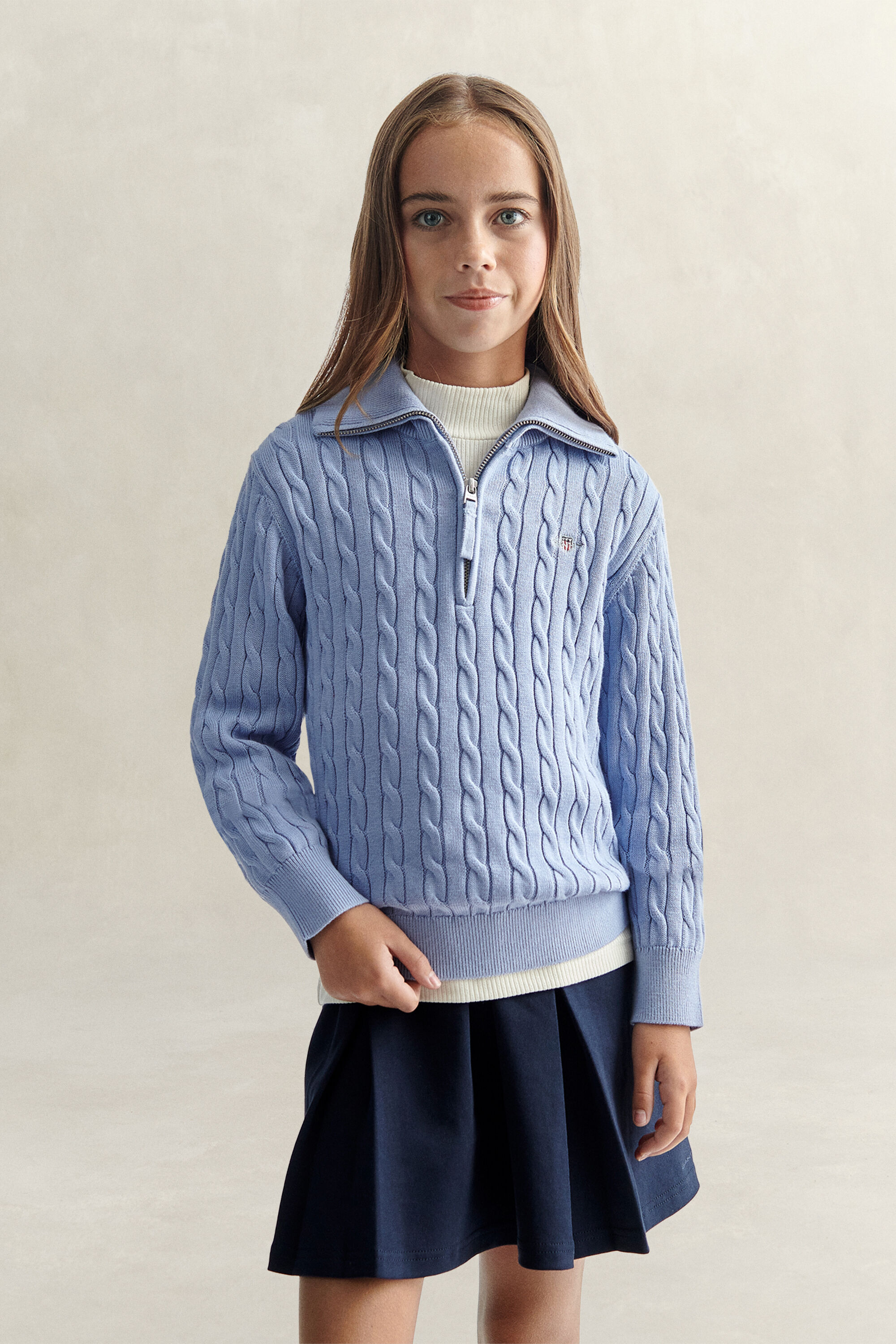 Pull à demi-zip en maille torsadée Ado Fille