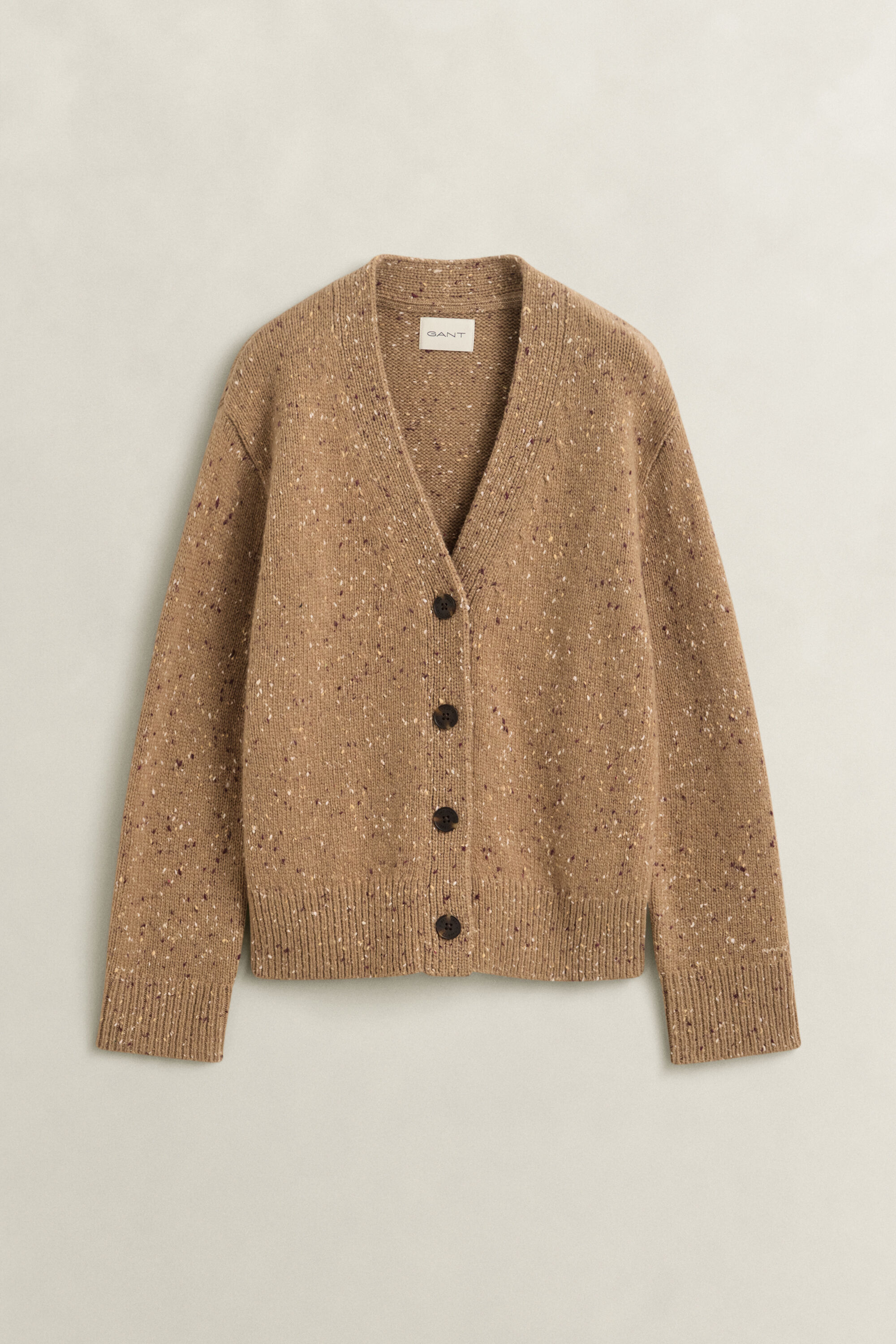 Cardigan en laine mouchetée mélangée