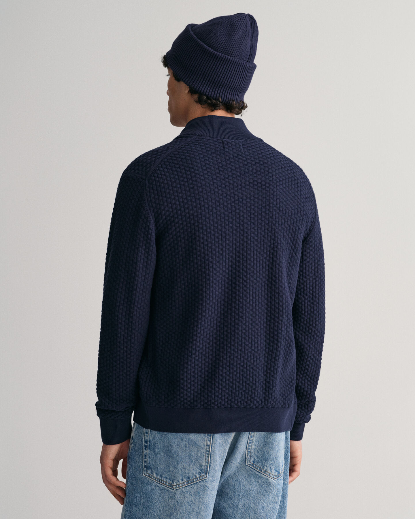 Cardigan zipp&eacute; en coton Textured