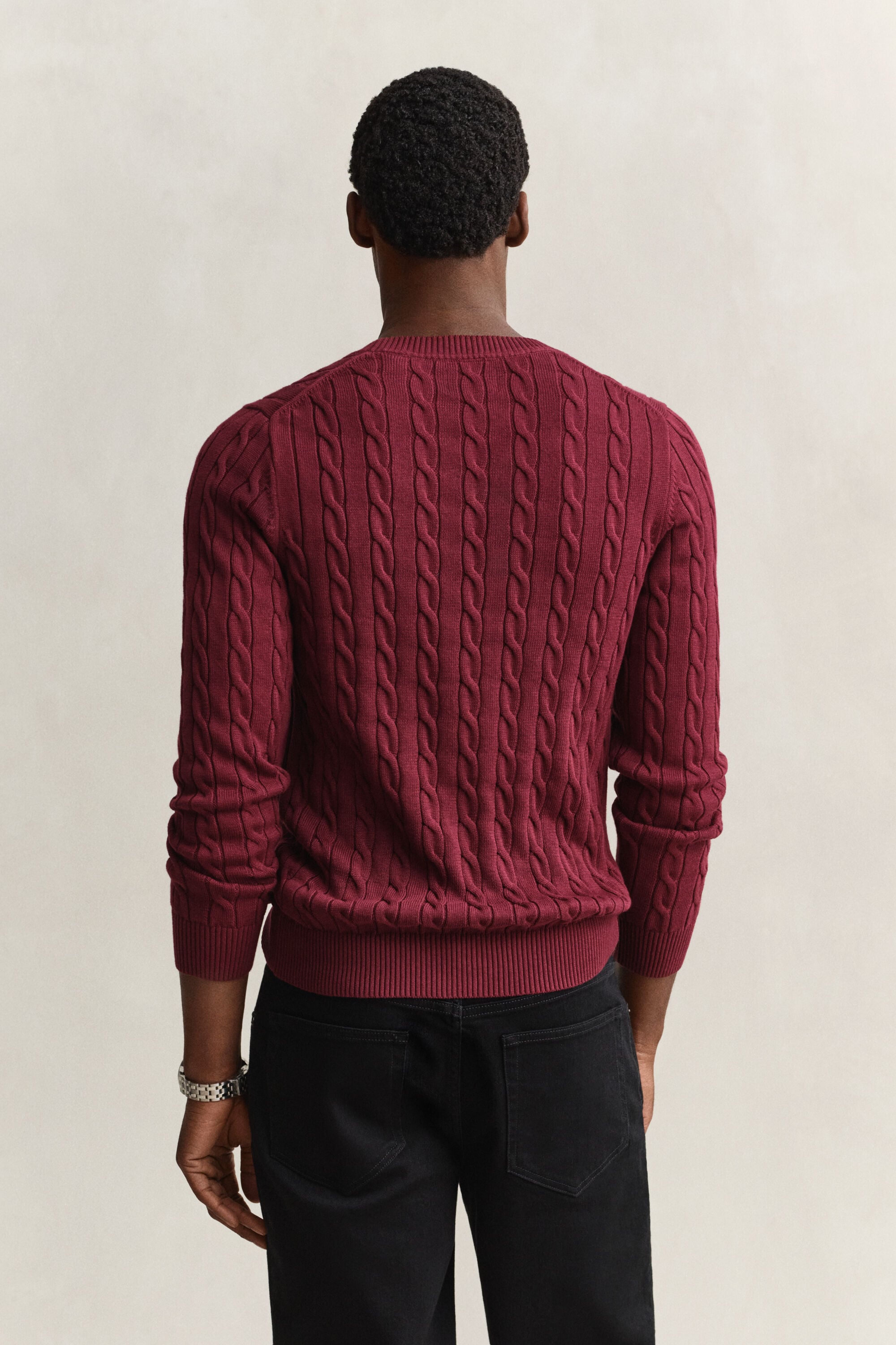 Pull col rond en maille de coton torsadée