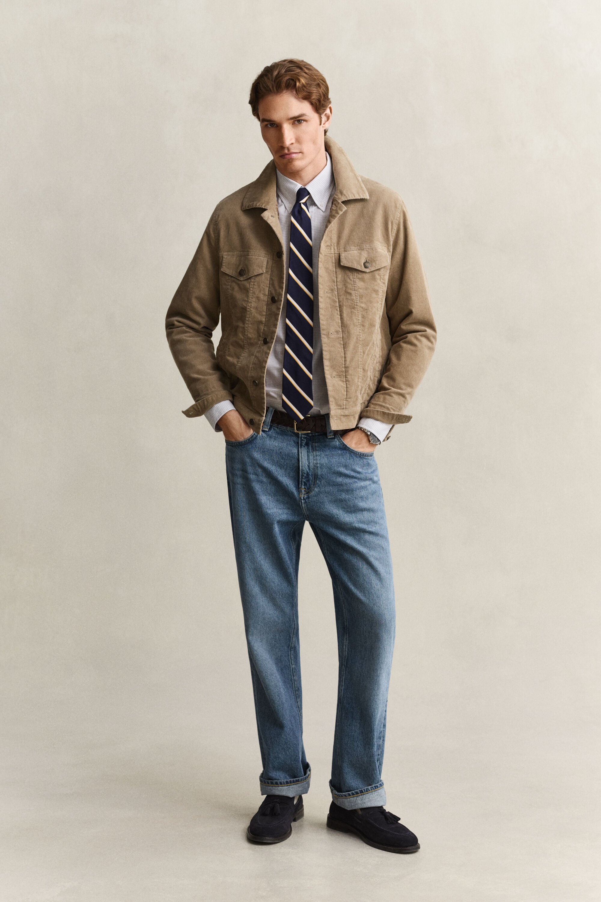 Chemise habillée en sergé à carreaux