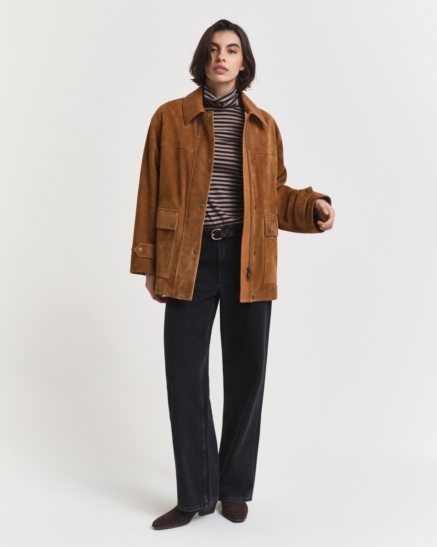 Haut col roulé en coton léger à rayures