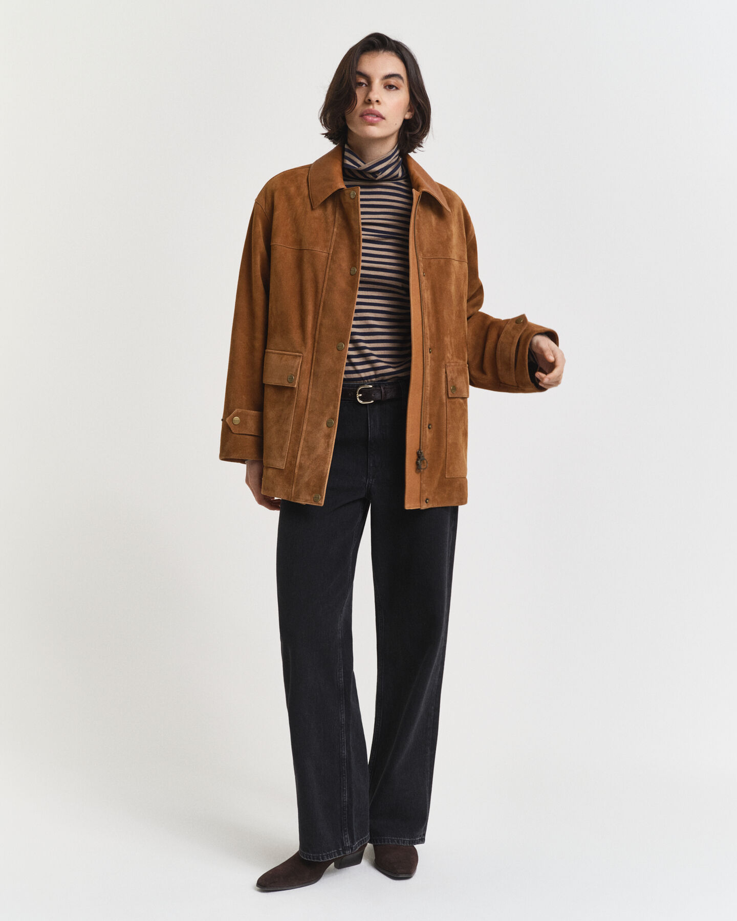 Haut col roulé en coton léger à rayures