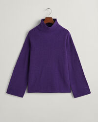 Pull en laine côtelée à col droit