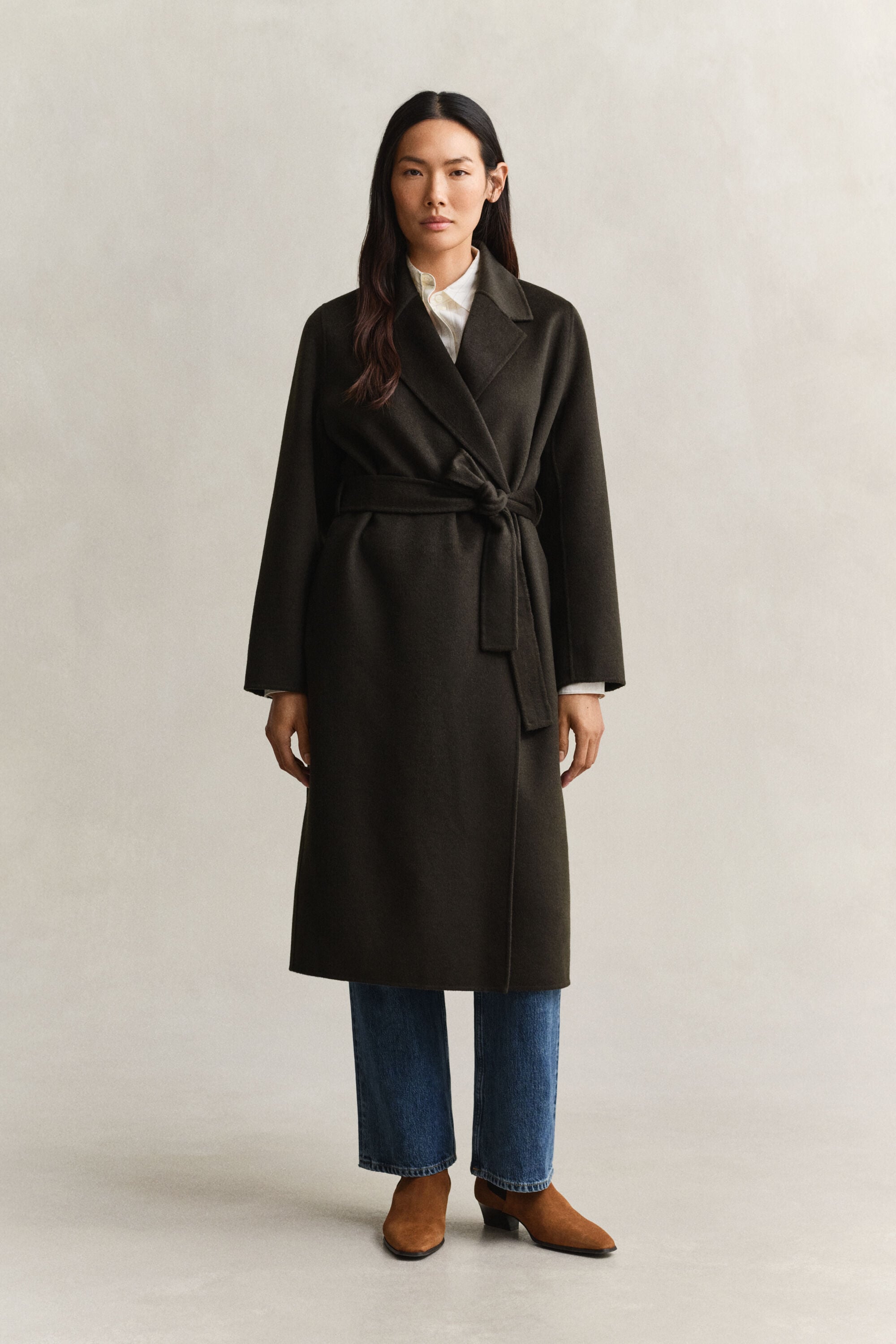 Manteau cousu main avec ceinture