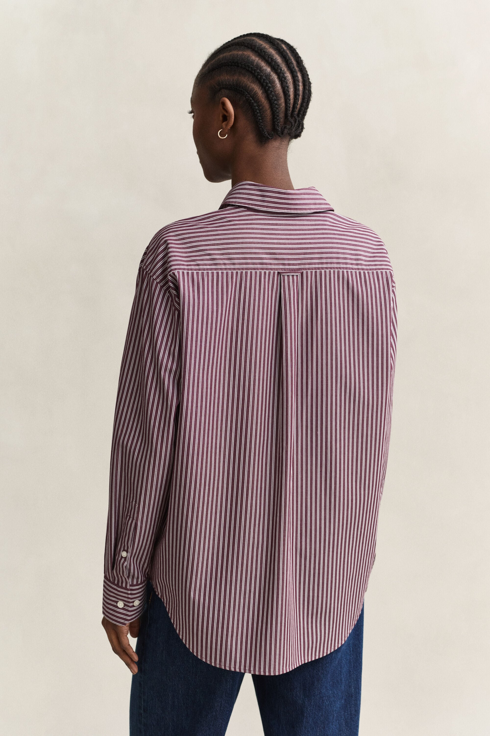 Chemise classique coupe décontractée en popeline à rayures