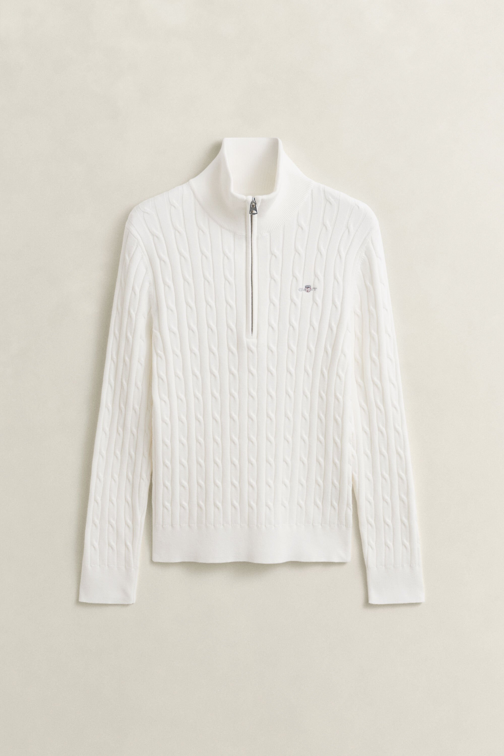 Pull à demi-zip en maille torsadée