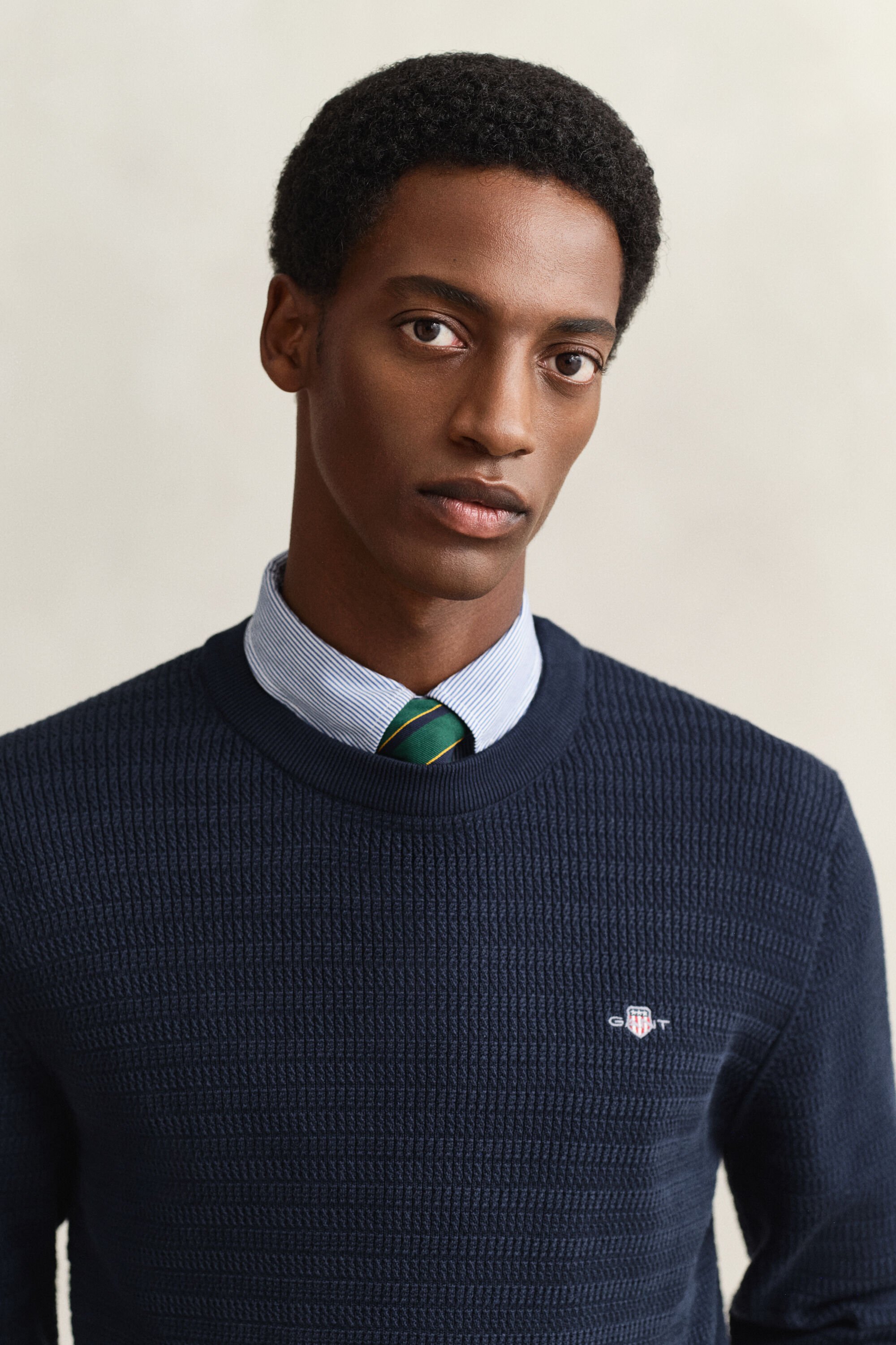 Pull col rond en maille torsadée