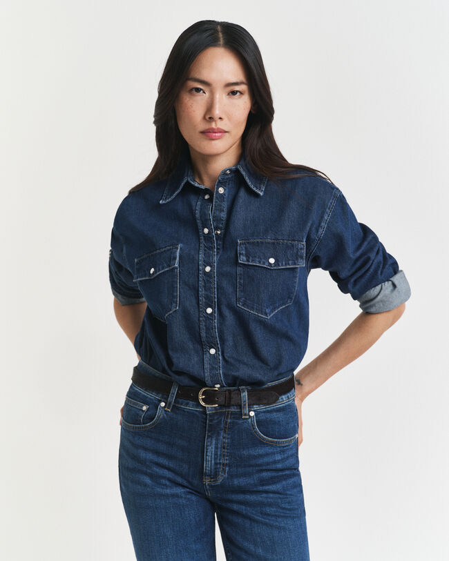Chemise coupe décontractée en denim à poches