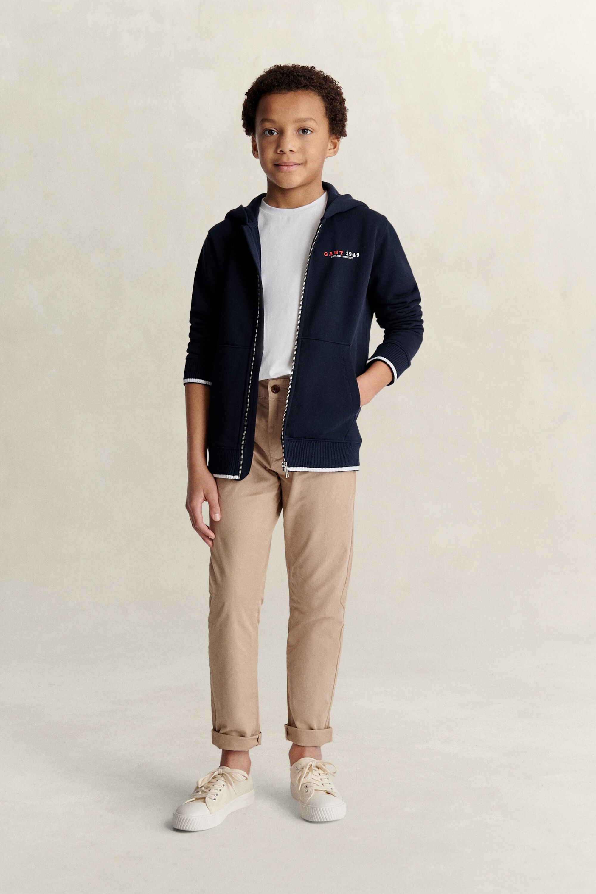 Sweat à capuche zippé avec logo Ado Garçon