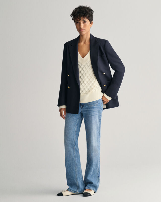 Pull col V en maille texturée