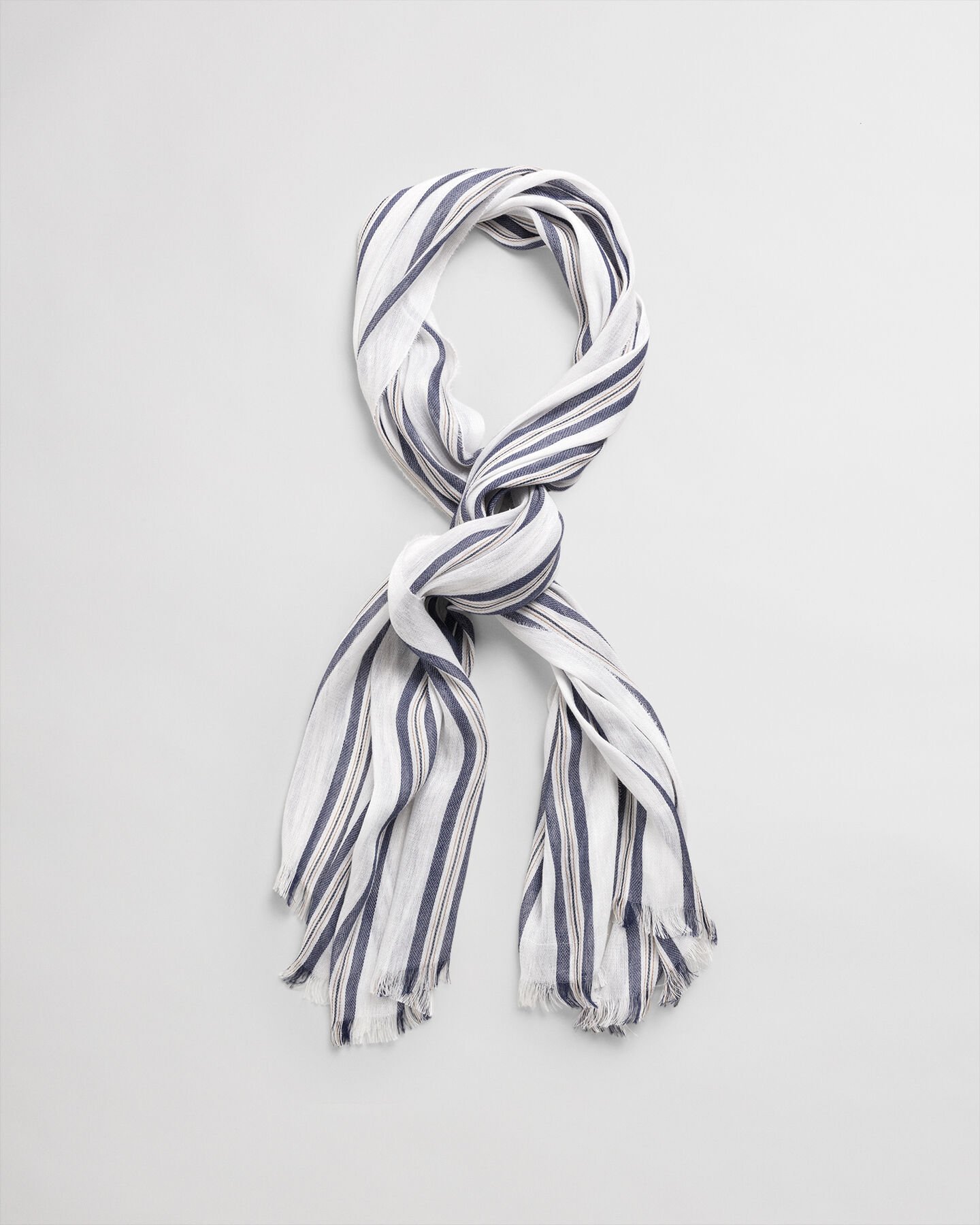 Foulard en coton et lin à rayures