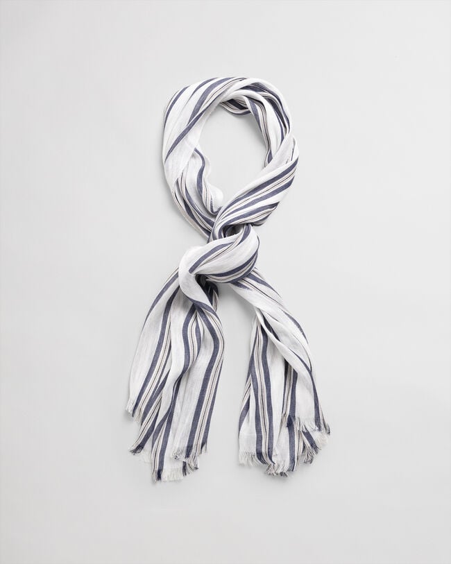 Foulard en coton et lin à rayures