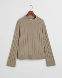 Pull col droit en laine &agrave; c&ocirc;tes larges