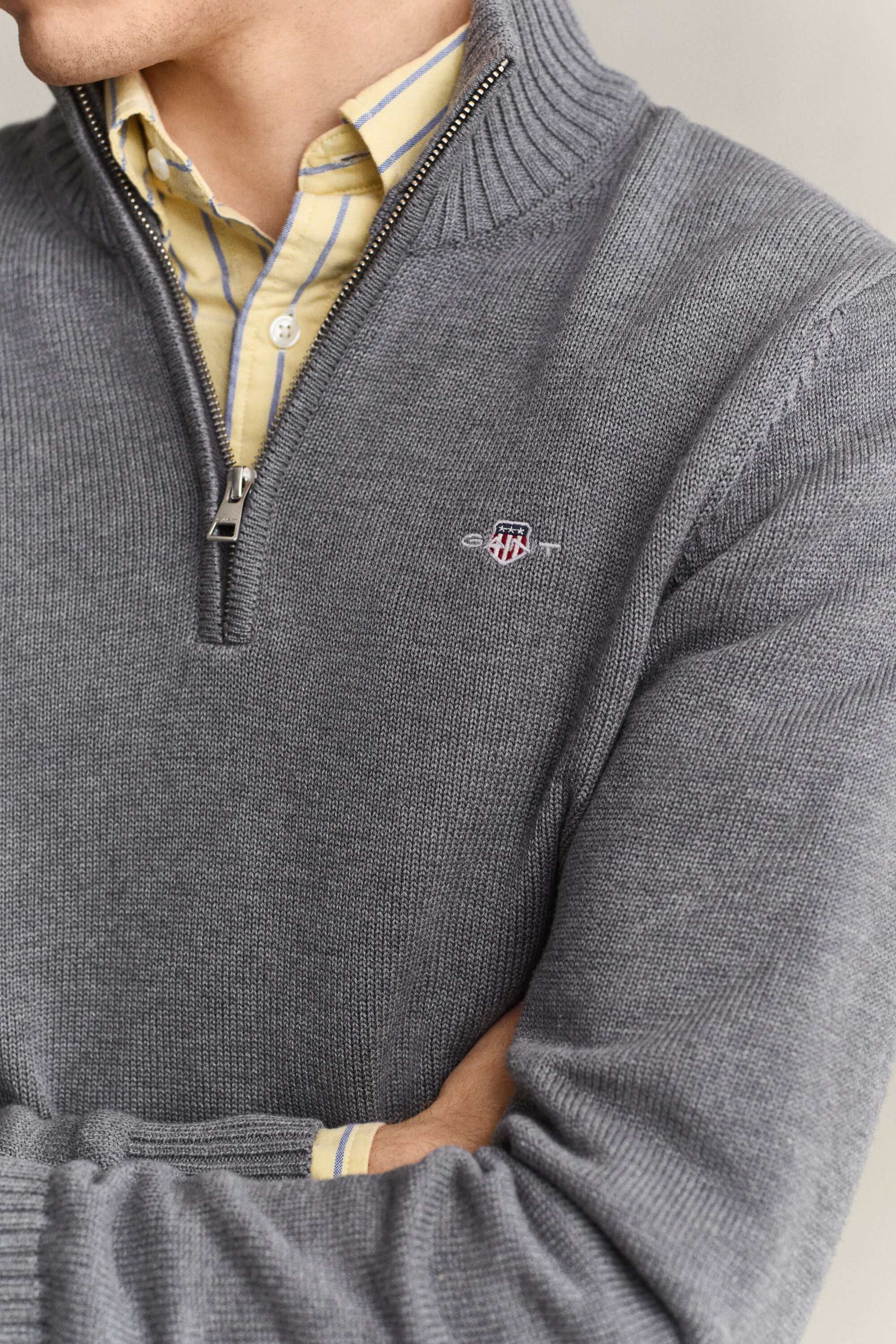 Pull en coton décontracté à demi-zip