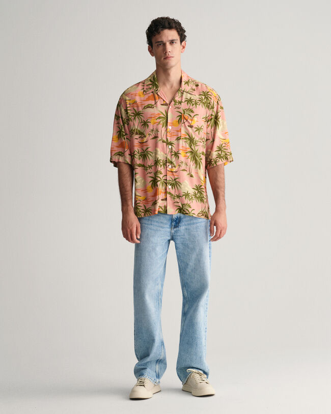 Chemise relaxed fit à manches courtes Hawaiian Print