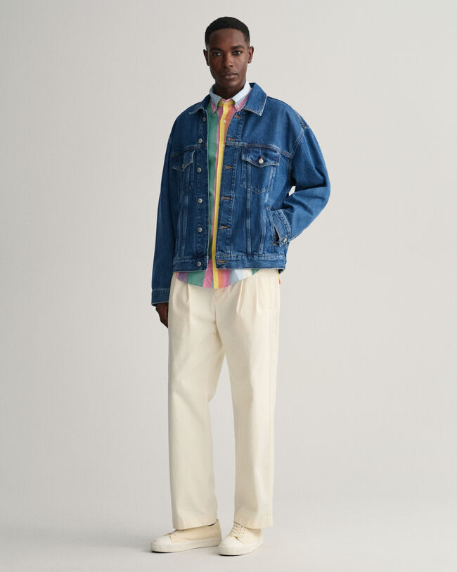 Chemise regular fit en coton Oxford &agrave; rayures multicolores