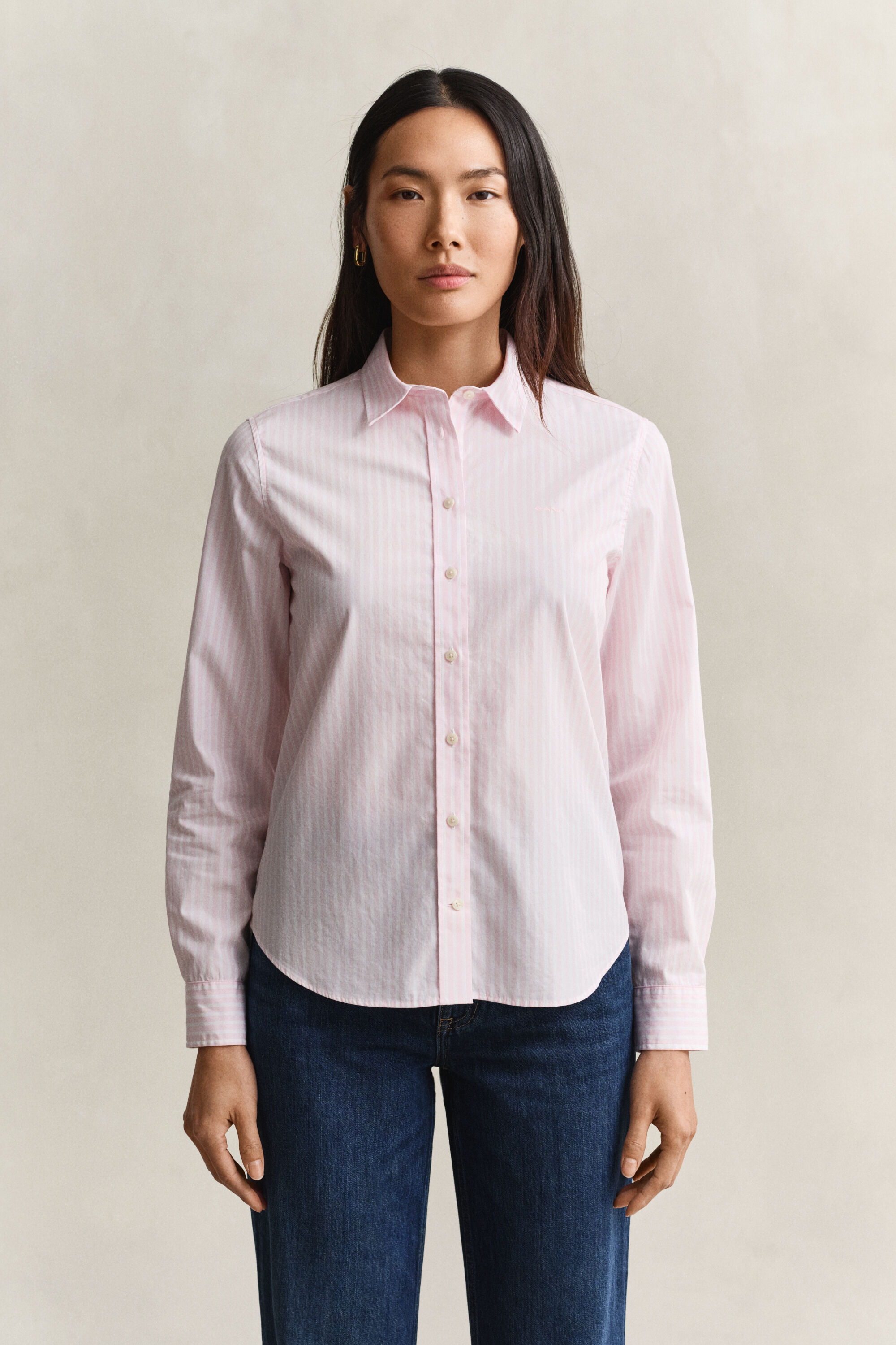 Chemise classique coupe regular en popeline à rayures