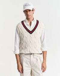 Pull sans manches en maille torsadée