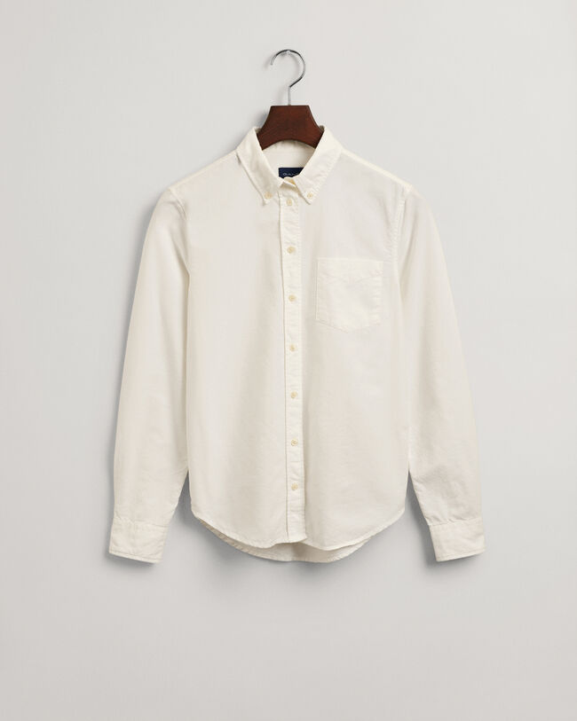 Chemise regular fit en coton Oxford teint en pièce